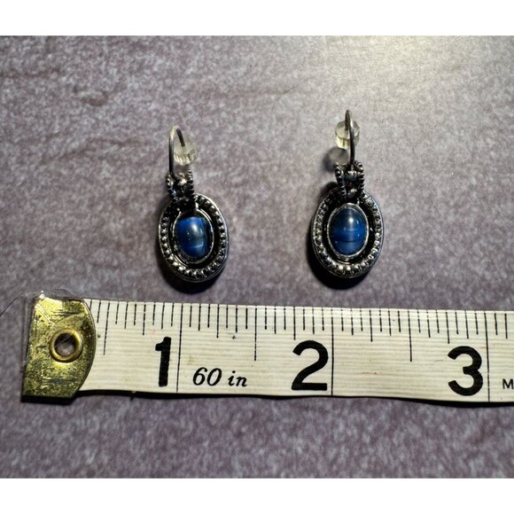 Liz Claiborne Silver-Tone Earrings With Blue Stone For Pierced Ears - Picture 8 of 14